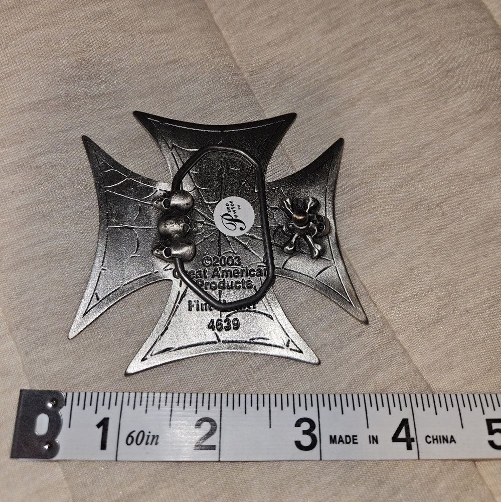 Black Spiderweb Cross Belt Buckle - Picture 2 of 2
